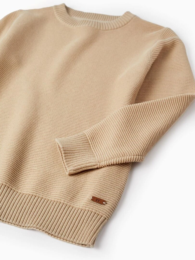 Pull en Maille de Coton pour Garçon  ATLANTIC COMPANY   Beige clair