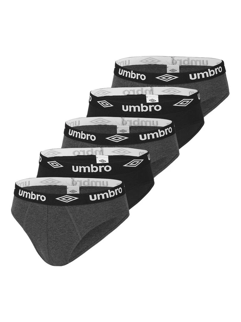 Lot de 5 Slips coton homme Umbro Noir Gris