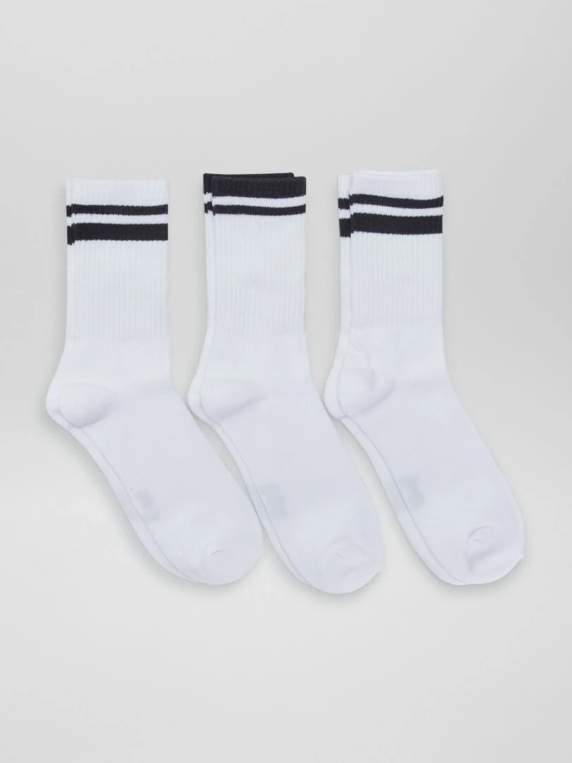 Lot de 3 paires de chaussettes côtelées Blanc