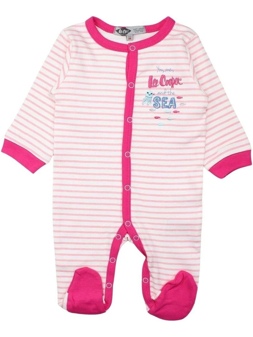 Lee Cooper Ensemble Body grenouillère bavoir bébé fille Imprimé Logo Rose