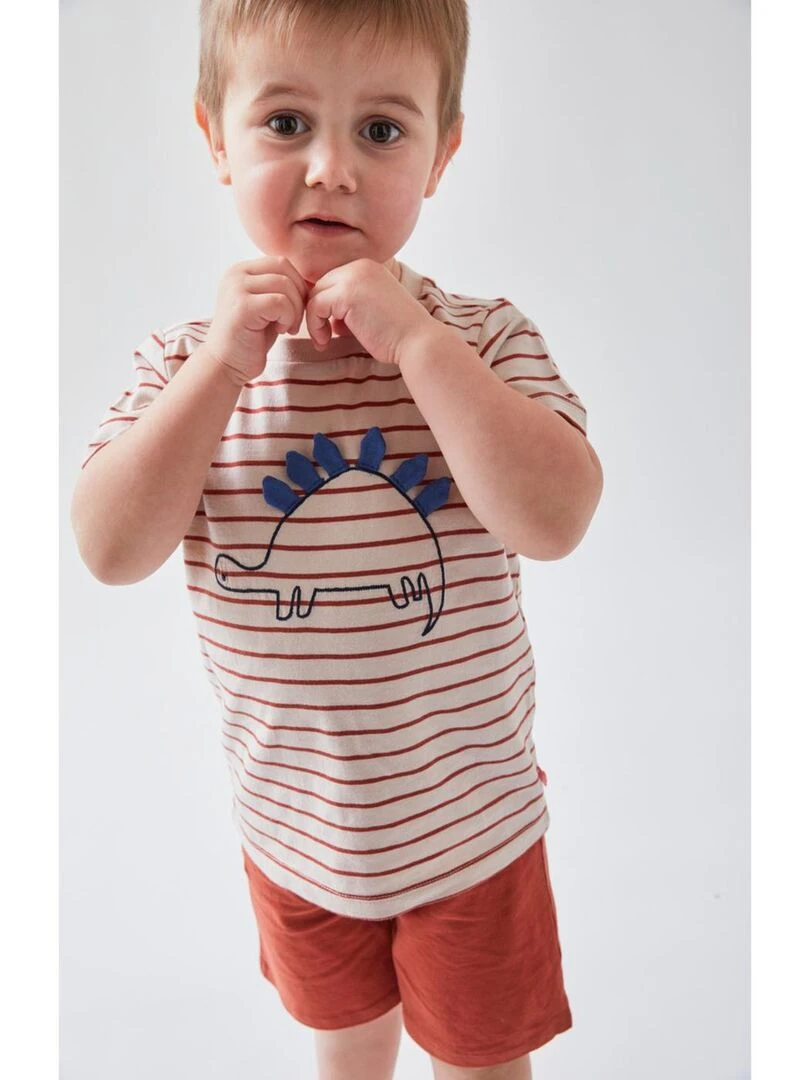 Pyjama 2 pièces dino en jersey  beige/brique   Noukie's   Beige