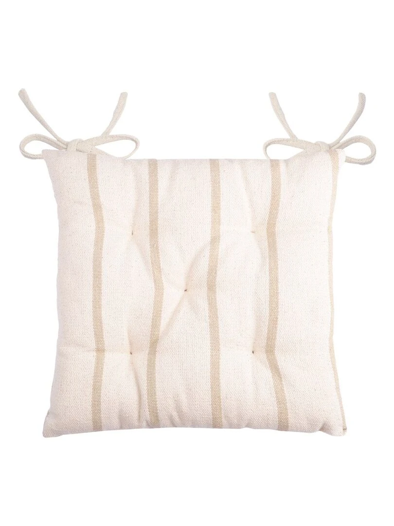 Lot de 4 galettes de chaise 5 points 40x40 St Trop lin coton Beige