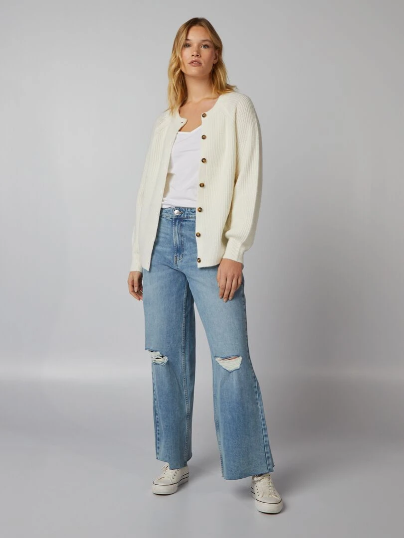 Jean wide leg taille haute Bleu