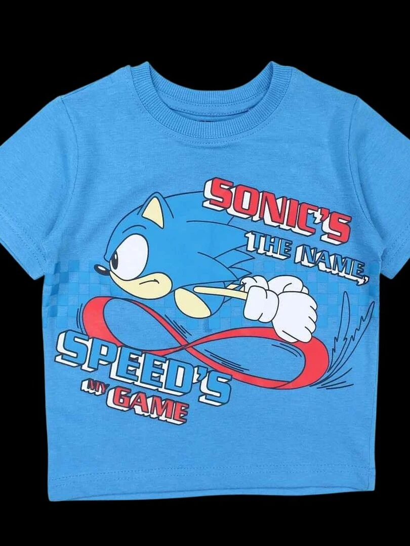Sonic Ensemble T shirt short garçon Imprimé Sonic Bleu