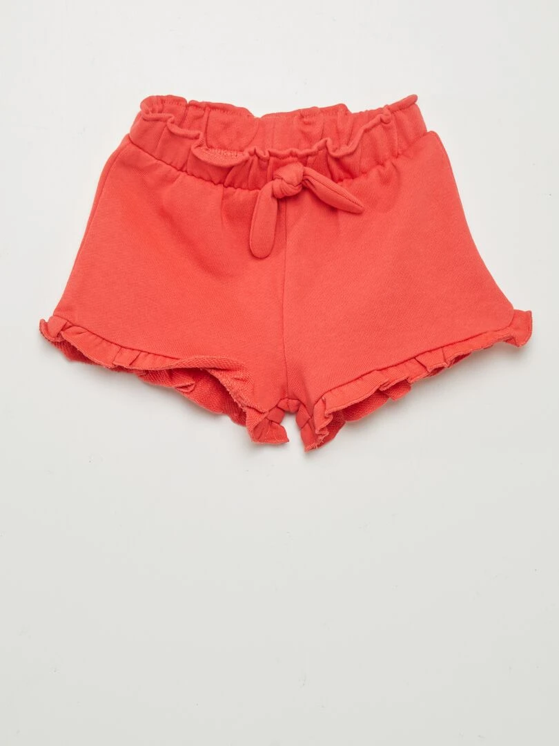 Short en molleton avec volants Rouge
