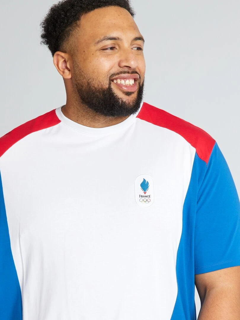 T shirt tricolore en jersey Equipe de France Olympique et Paralympique Bleu/blanc/rouge