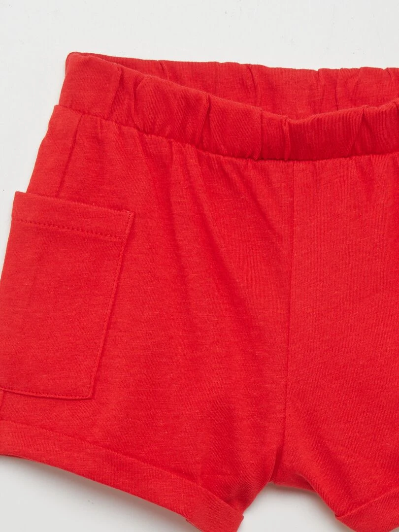 Ensemble tee shirt + short   2 pièces   Blanc/rouge