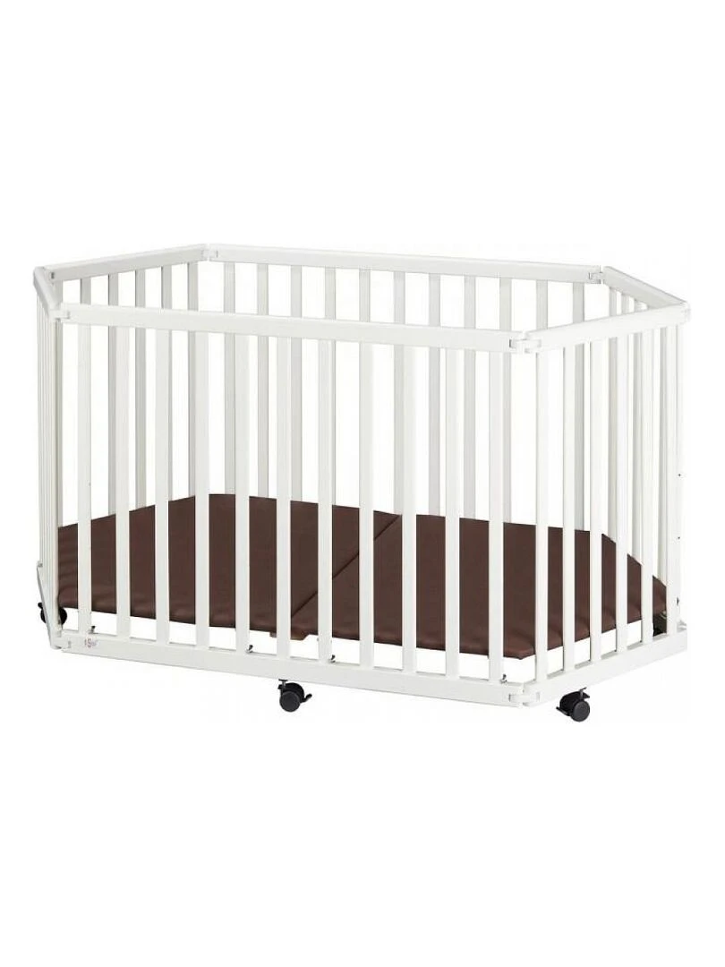 Parc Bébé Pliant En Hetre Massif Blanc 84 X 143 X 75 Cm Multicolore