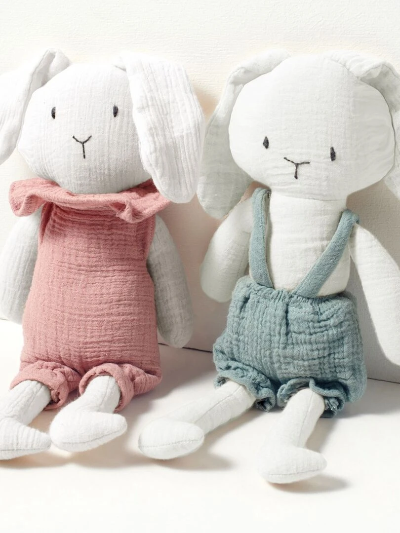 Peluche en coton mousseline lapin "Bella" 30 cm N/A