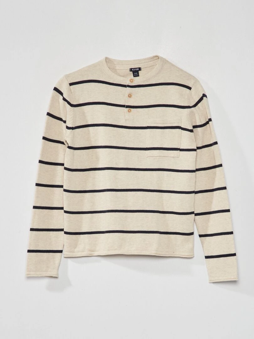 Pull léger à col tunisien Beige