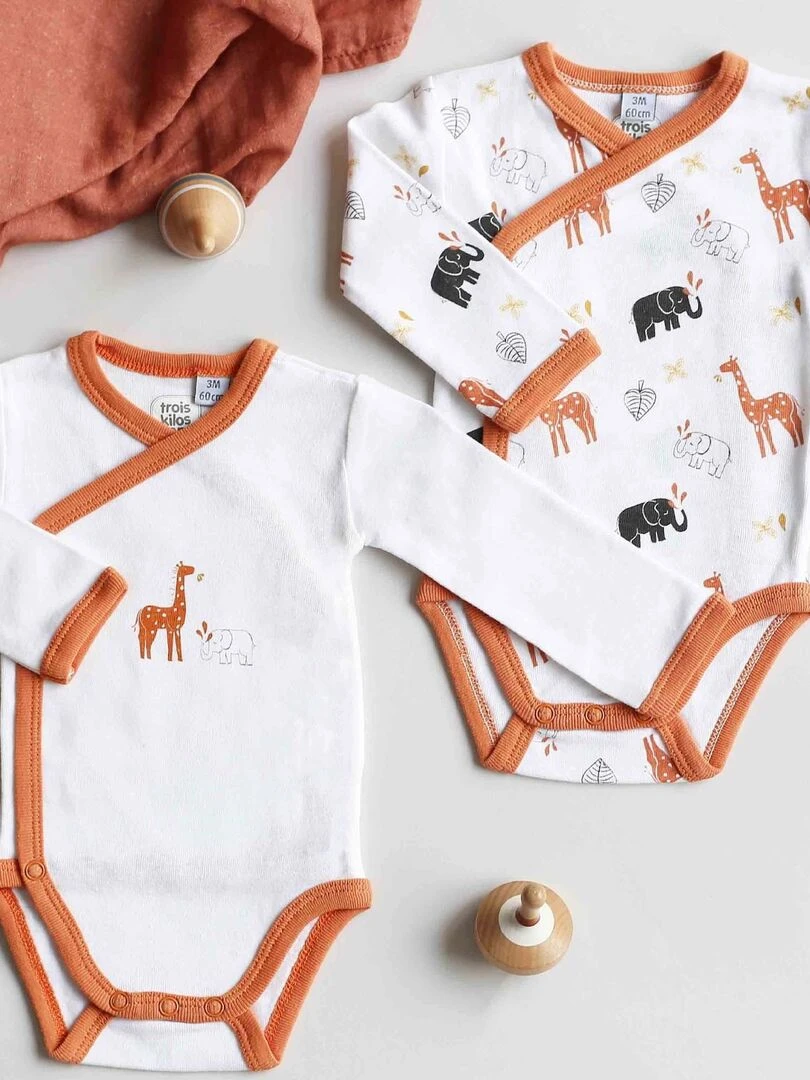 Lot de 2 bodies naissance Jungle   Rouge