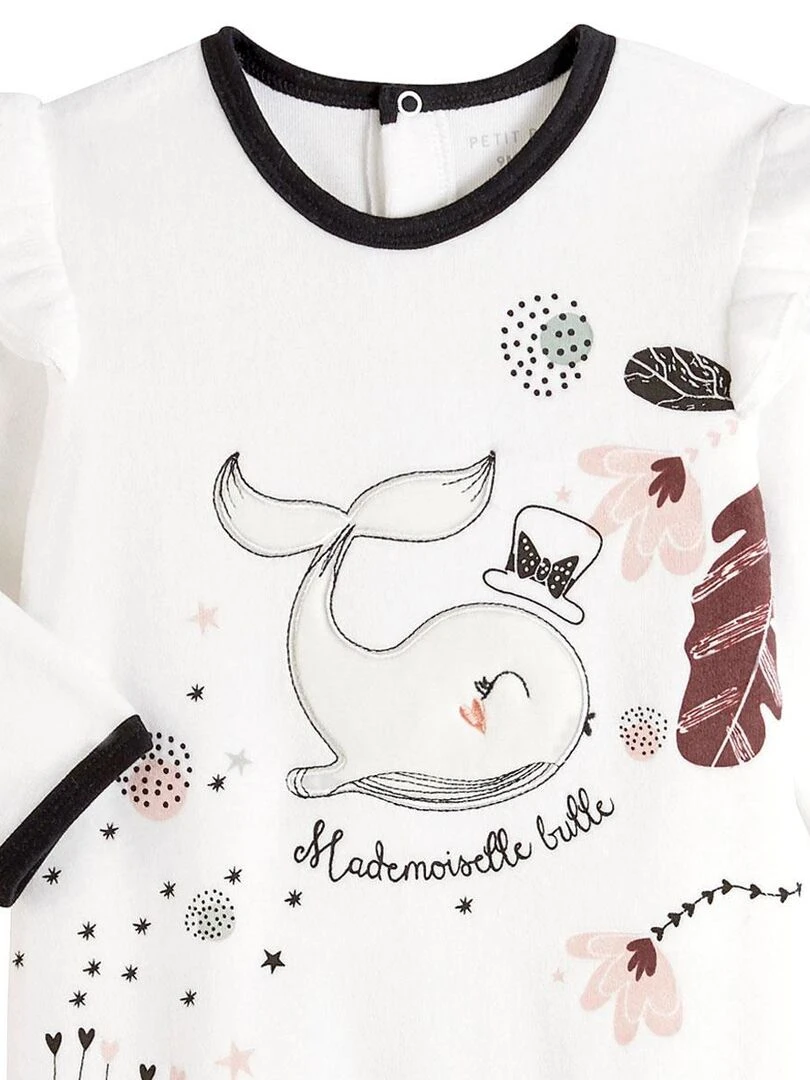 Pyjama bébé en velours Bulle   Ecru
