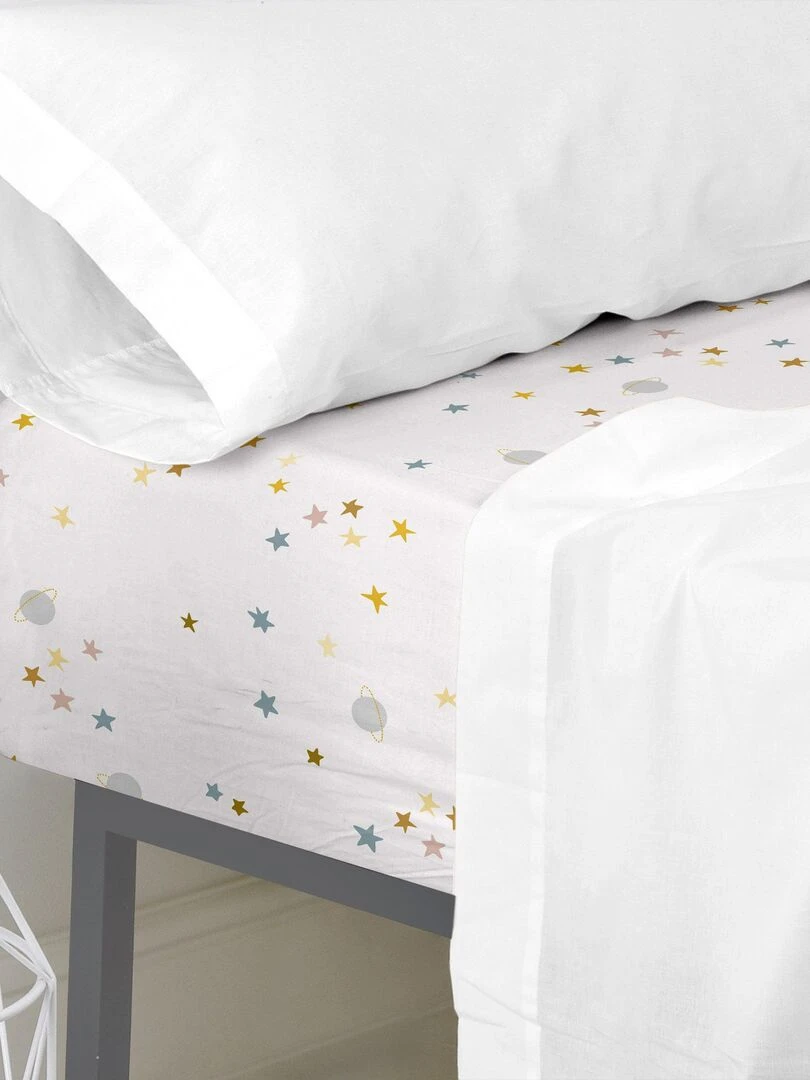 Drap housse Saturn "Happyfriday" Blanc