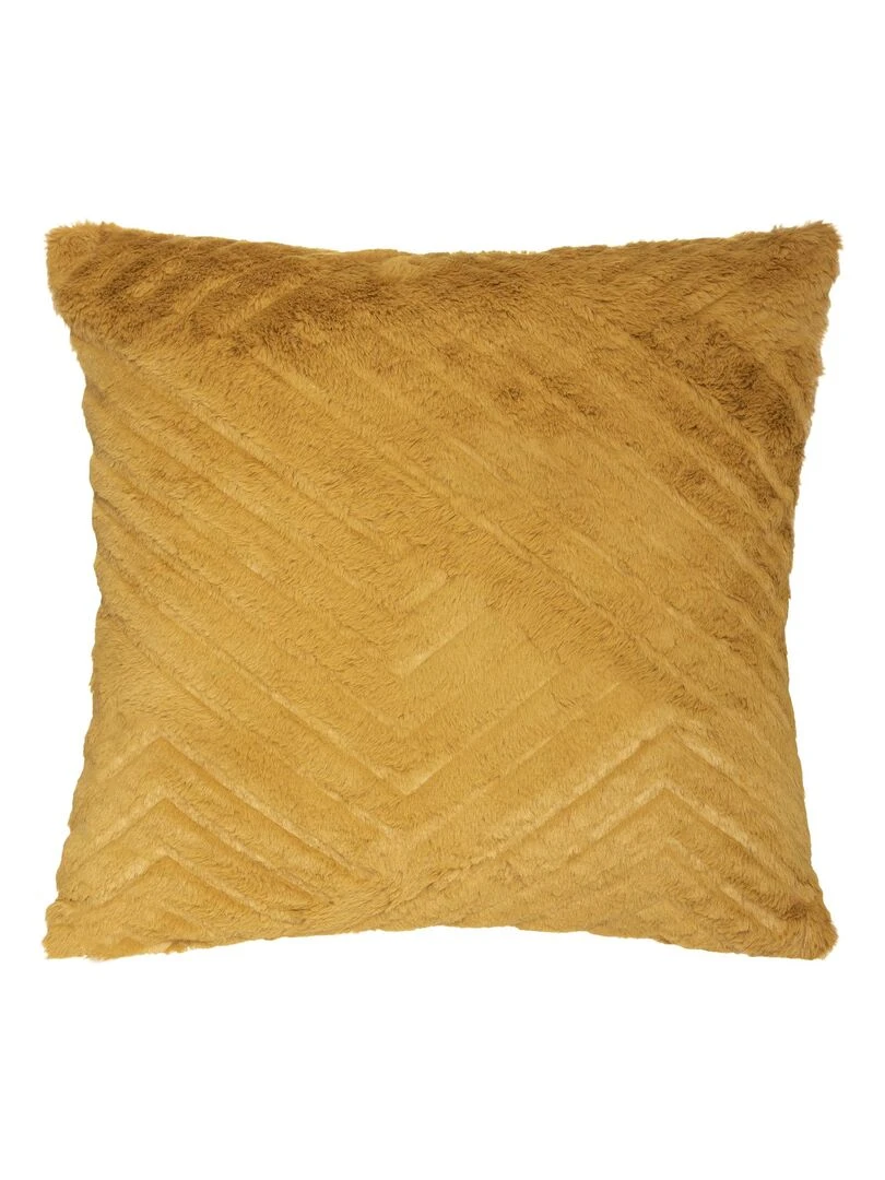 Coussin déhoussable Effet imitation fourrure Jaune