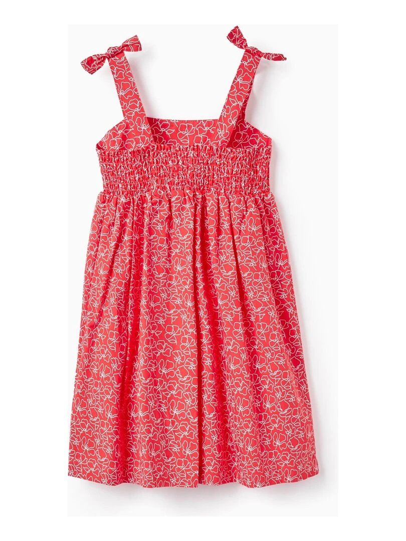 Robe en coton à motif floral pour fille manches courtes PICASSO Rouge