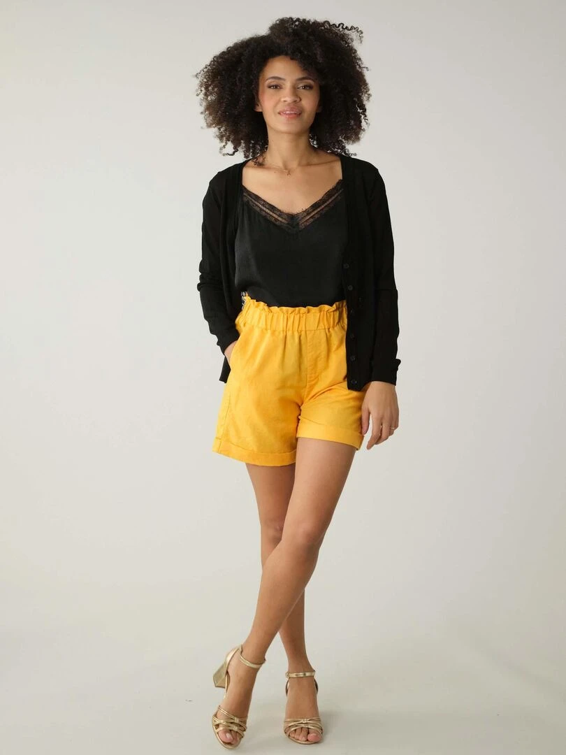Cardigan avec dos en dentelle pour femme 'Deeluxe' Noir