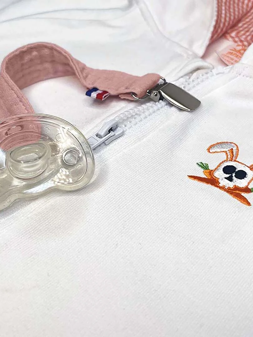 Attache Tétine en Coton Bio Teddy Rose   Rose