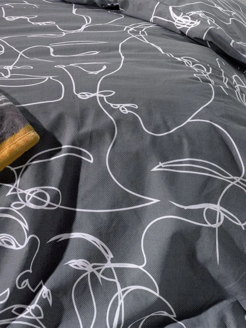 Housse de couette 240x220 Nymphea + 2 taies 100% coton 57 fils   Gris
