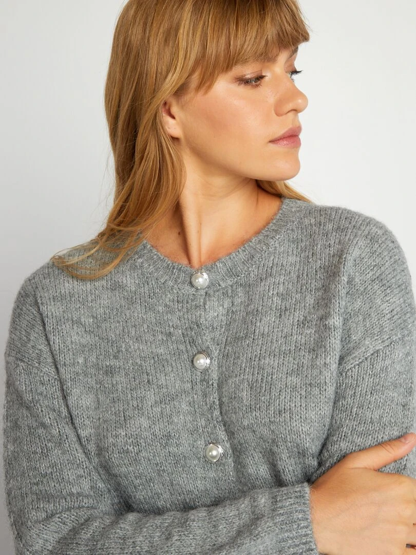 Gilet en maille avec ouverture boutonnée   Gris