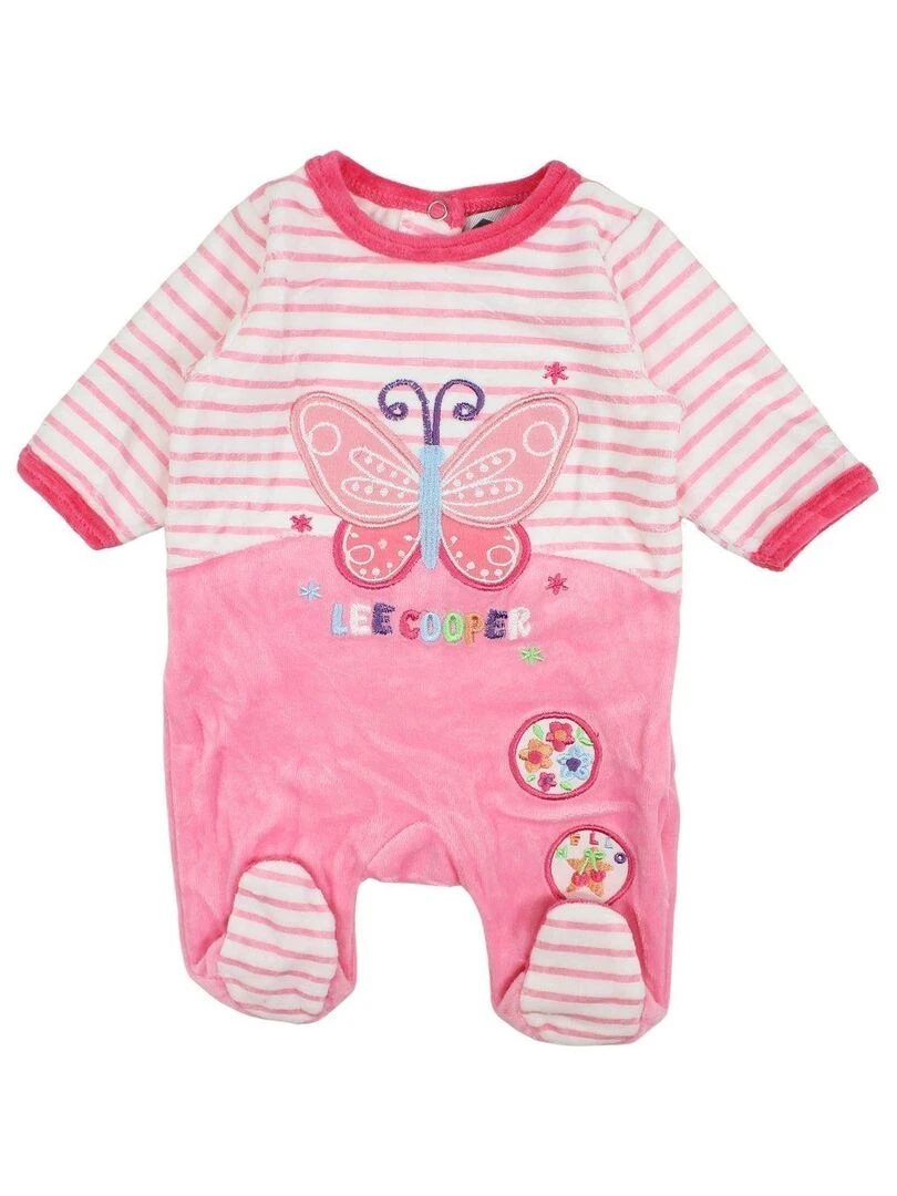 Lee Cooper Grenouillere bébé fille imprimé Lee Cooper en coton Rose