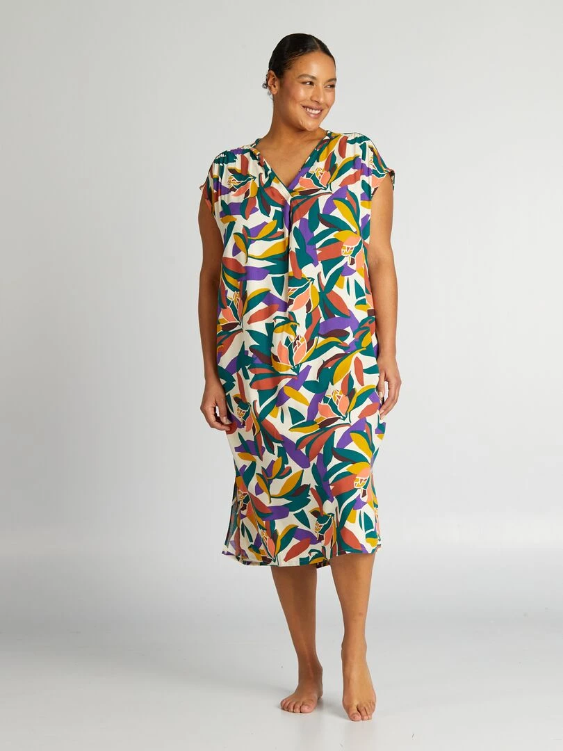 Chemise de nuit fluide imprimée Fleuri