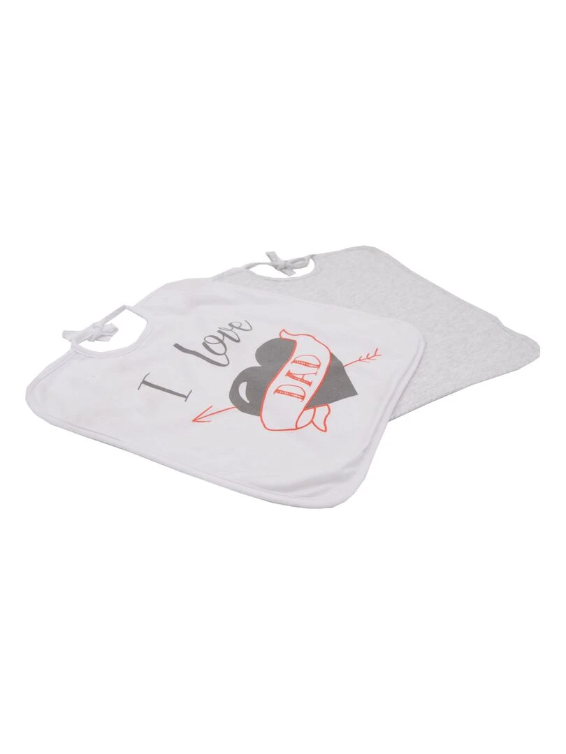 Lot de 2 bavoirs I love Dad 6 mois Blanc