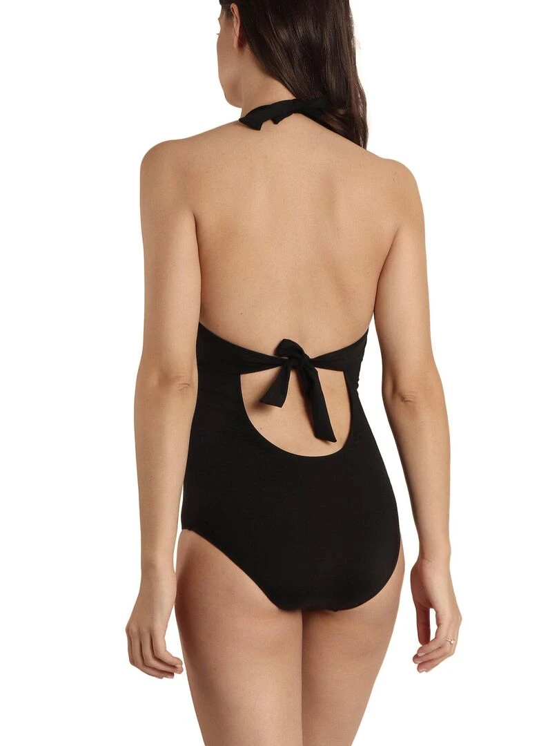 Maillot de bain 1 pièce dos nu préformé Mexican Otomi Noir