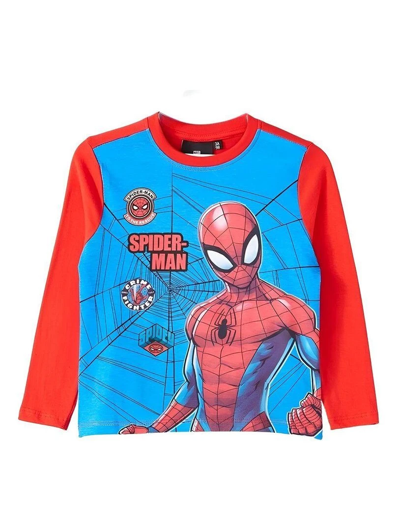 Disney T shirt garçon imprimé Spiderman en coton Rouge