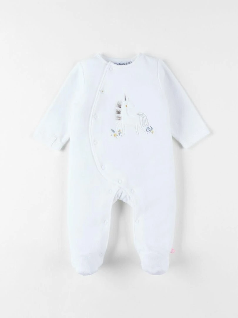 Pyjama 1 pièce licorne en velours Noukie's Blanc
