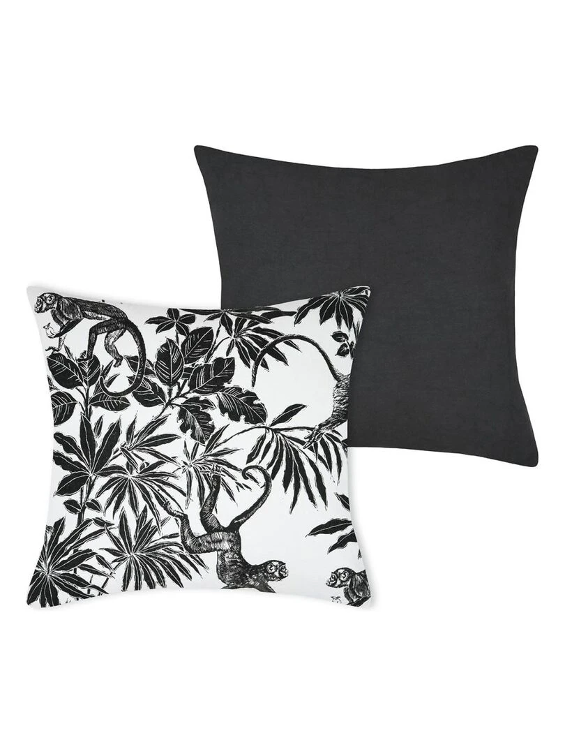 Housse de coussin 40x40 cm Macaco ardoise coton   Noir