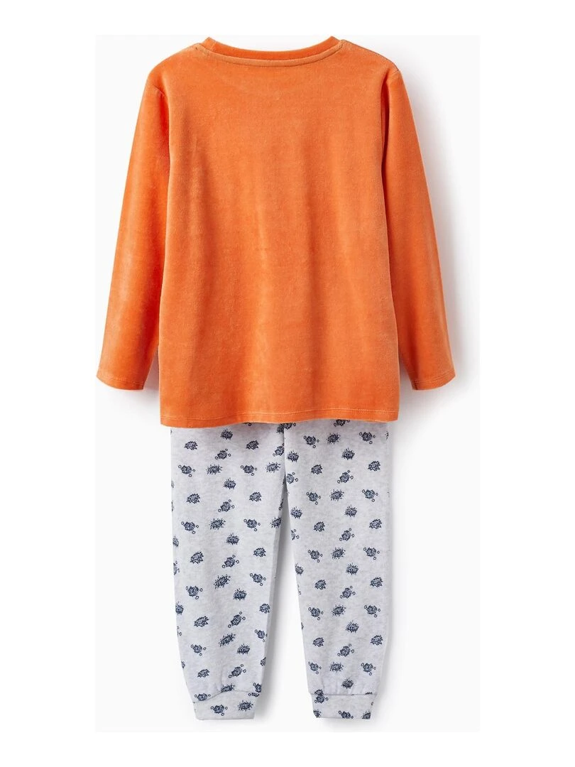 Pyjama en velours pour garçon 'Lama Brille dans le noir' DISCOVER PERU Orange clair