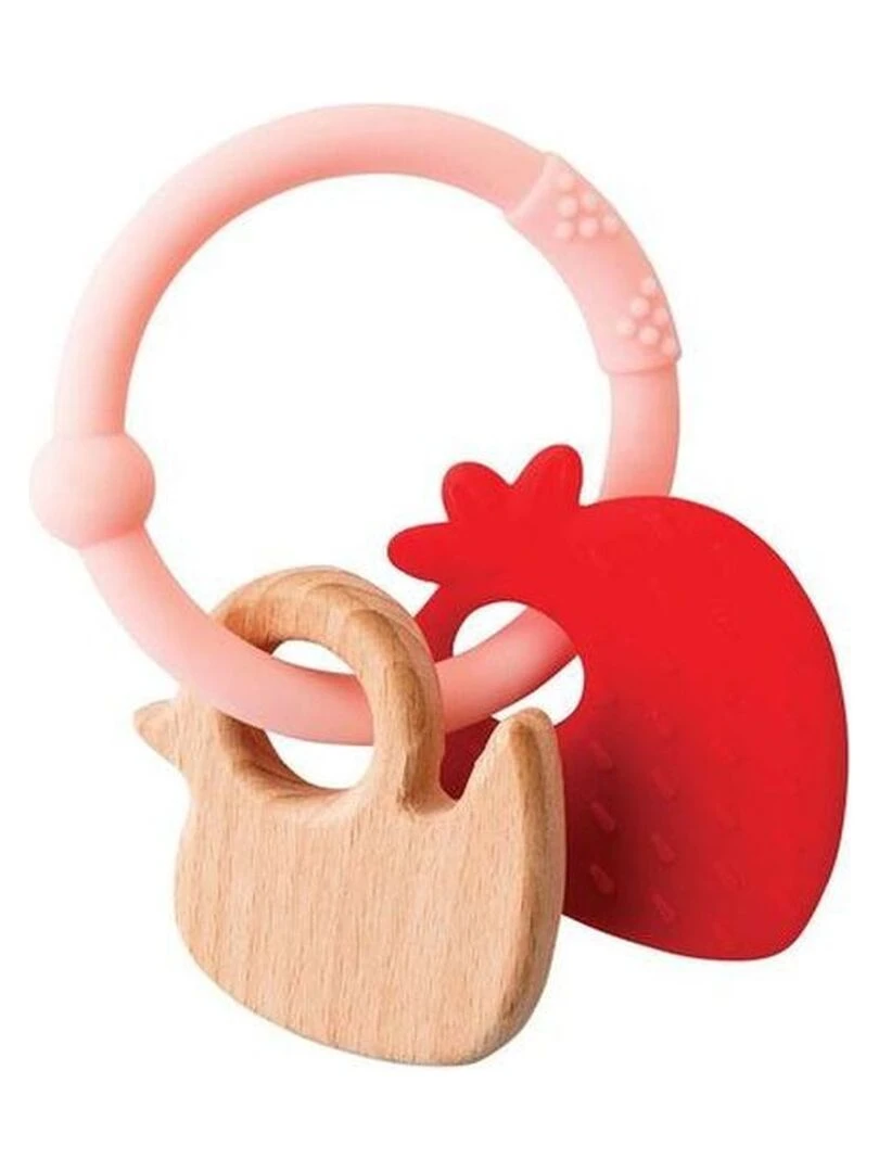 Doudou Nattou Canard Rouge Anneau de dentition Lapidou Rouge