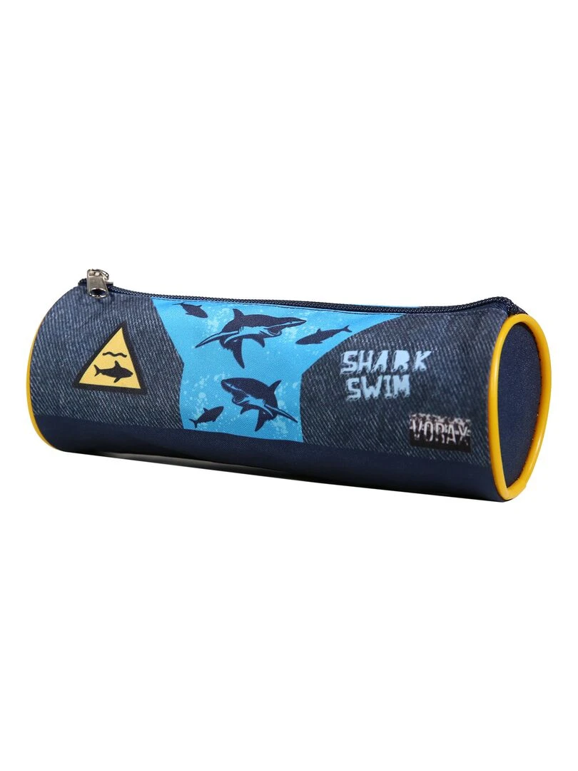 BAGTROTTER Trousse scolaire ronde Vorax Bleue Requins Bleu