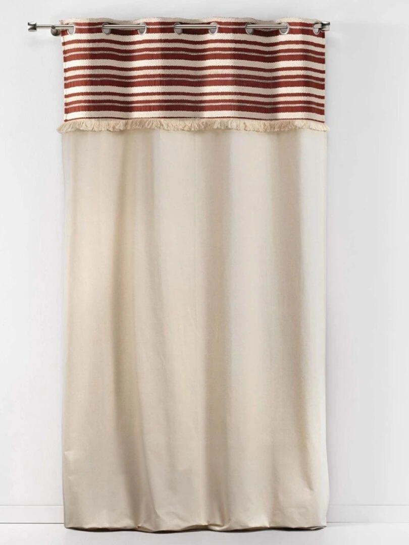 Rideau à œillets 140x240 uni top tissé franges Atlas terracotta coton Blanc