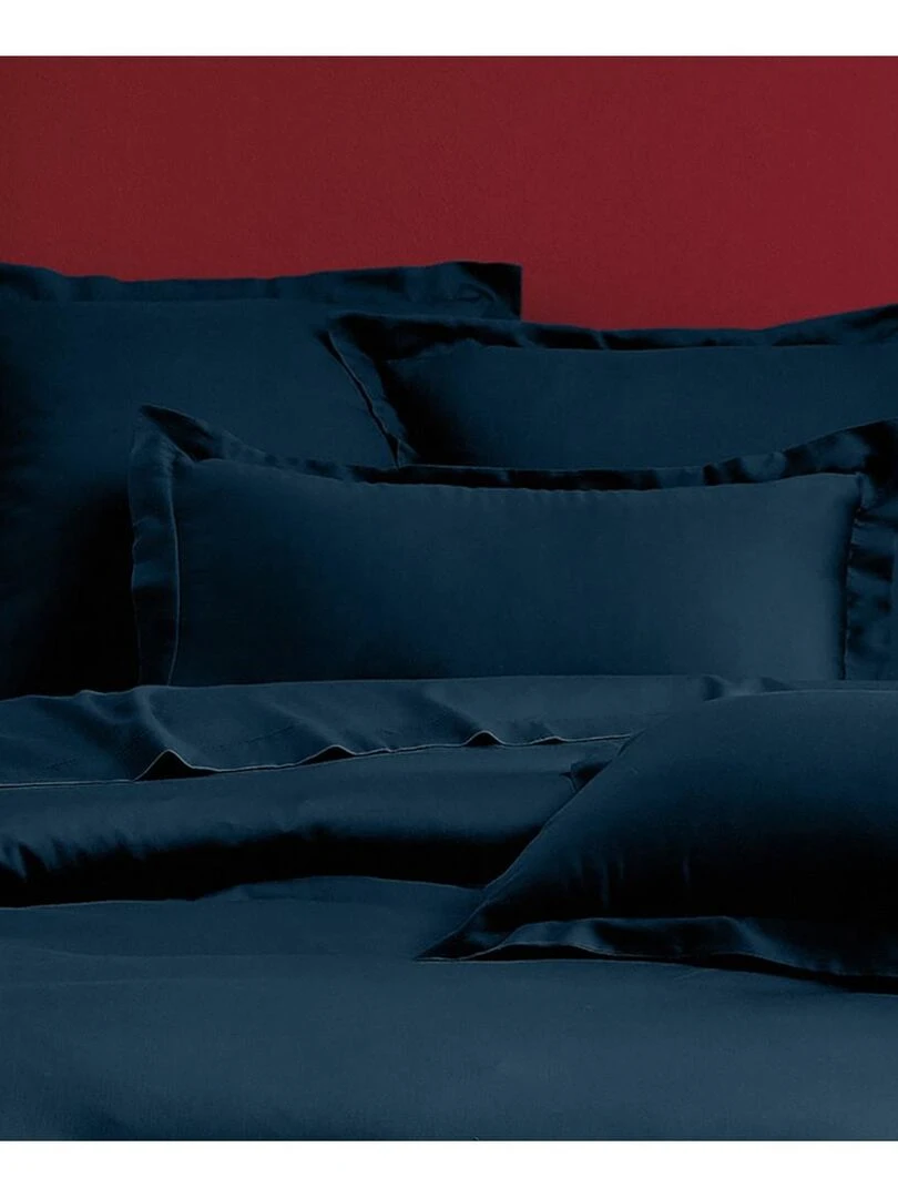 Blanc Avenue Taie D'oreiller 50x70 Cm Satin De Coton Bleu foncé