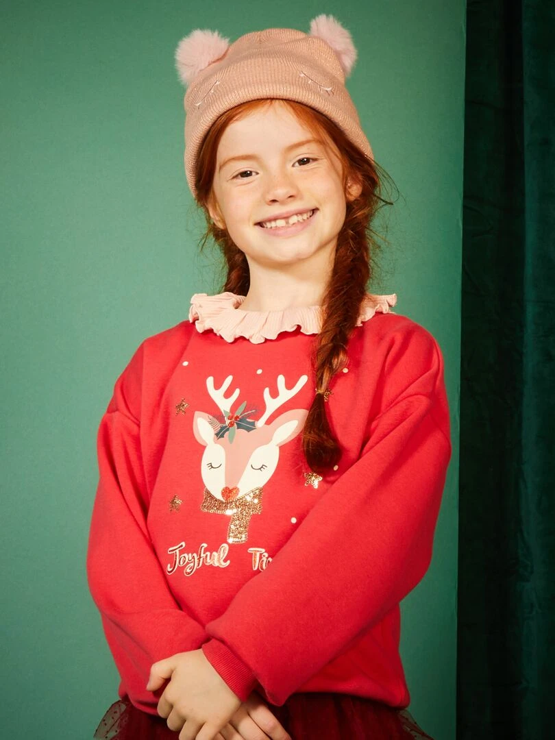 Sweat en molleton 'noël'   Rouge