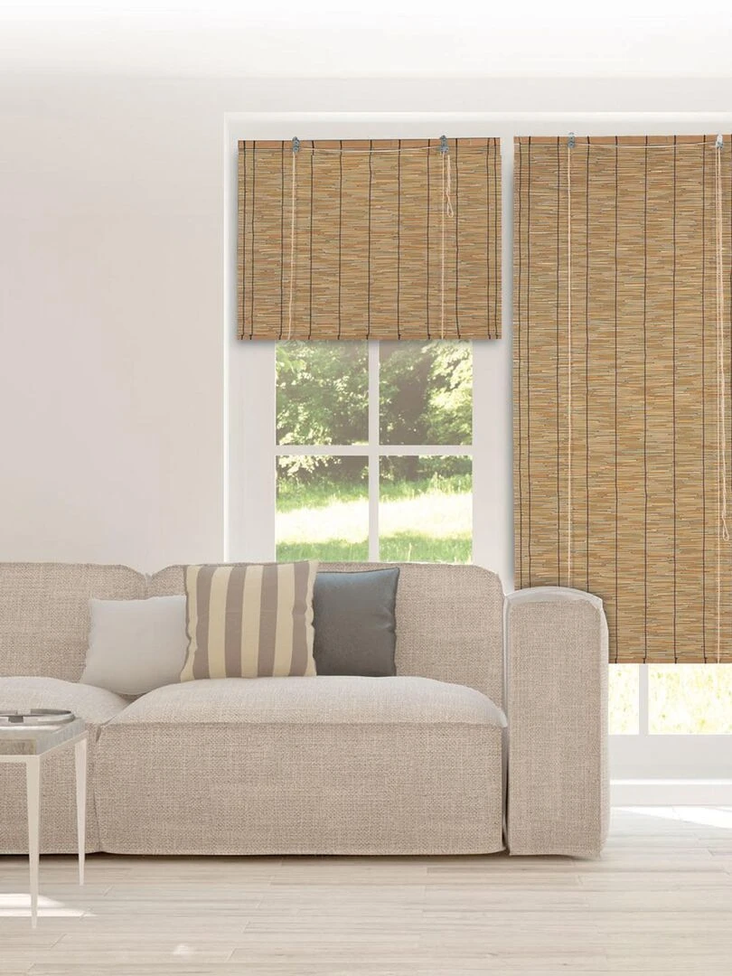 Store en baguettes de roseau avec enrouleur   Beige