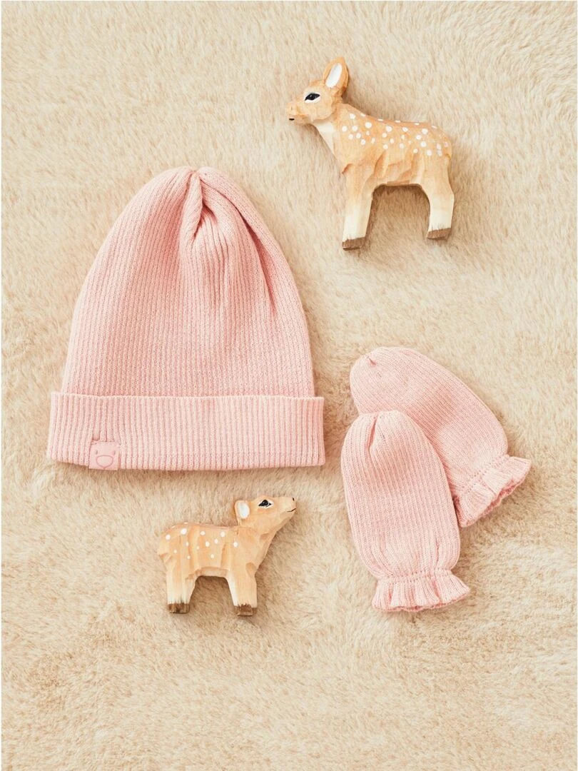 Bonnet de naissance clair Noukie's Rose