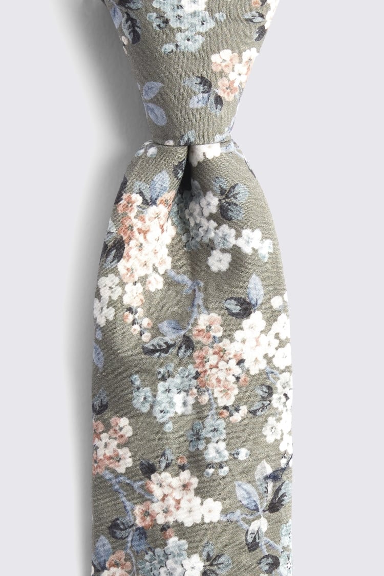 Sage Ditsy Floral Tie Made with Liberty Fabric Buy Online at Moss
