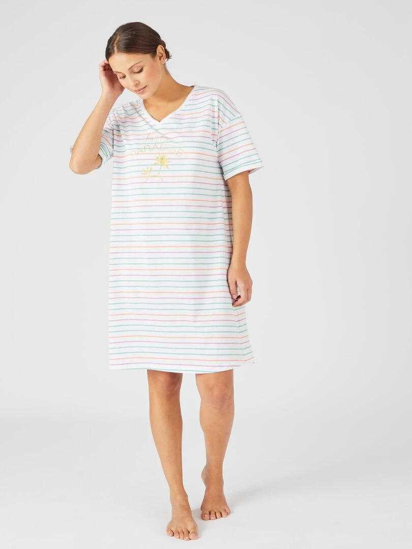 Chemise de nuit maille jersey pur coton   Damart   Blanc