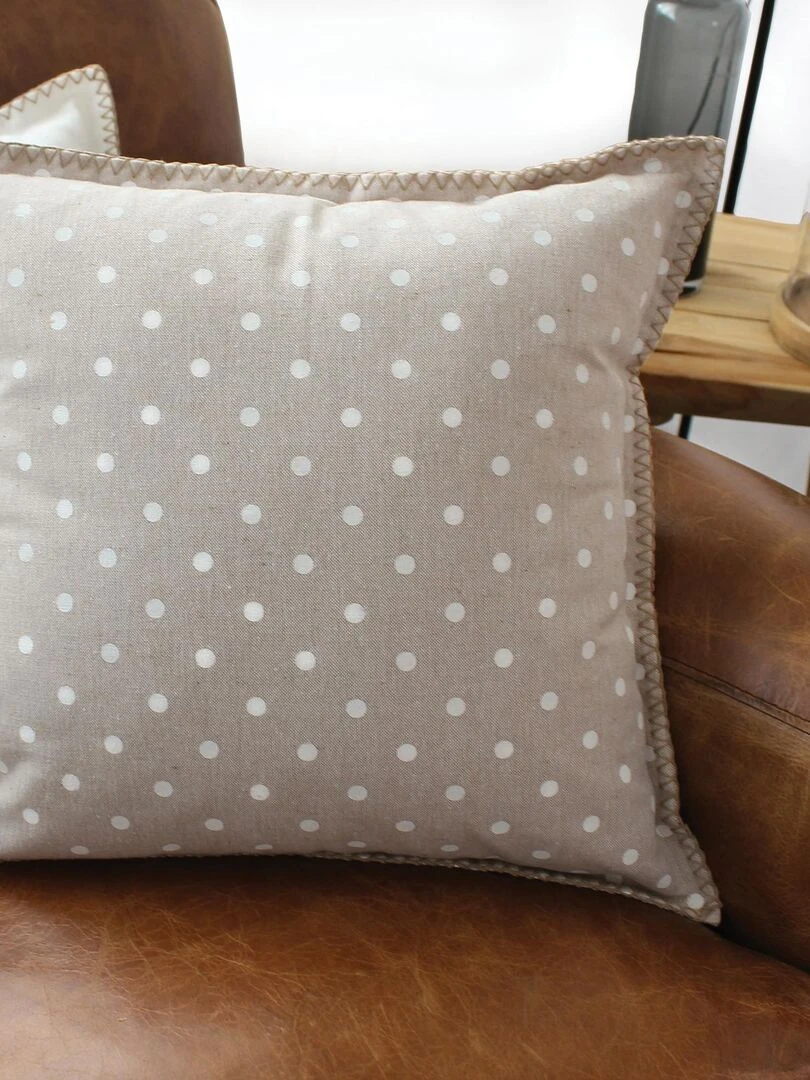 Coussin déhoussable à pois Beige