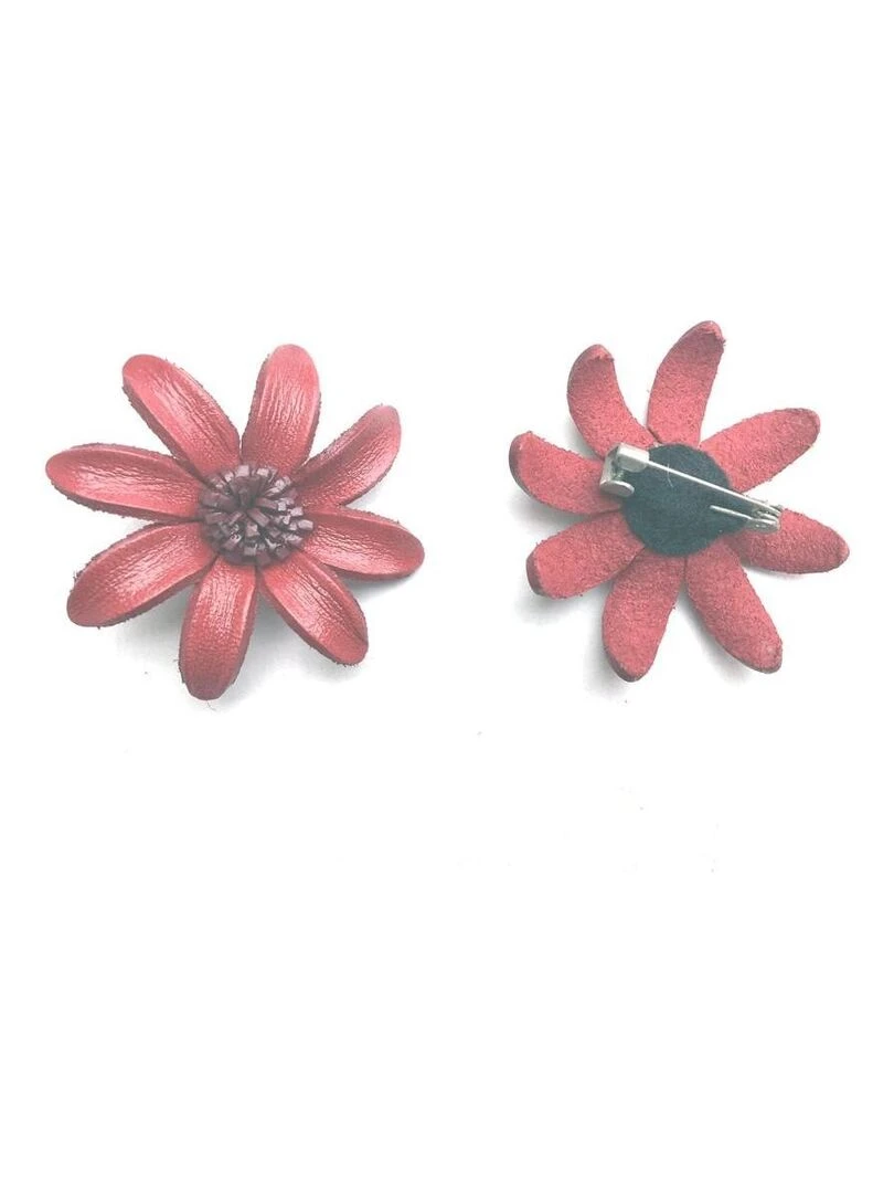 Broche cuir forme fleur Bijoucolor Violet