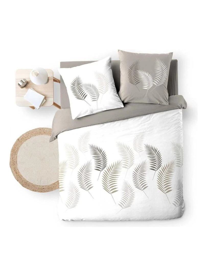 Housse de couette + taie(s) Goyave coton 57 fils Gris