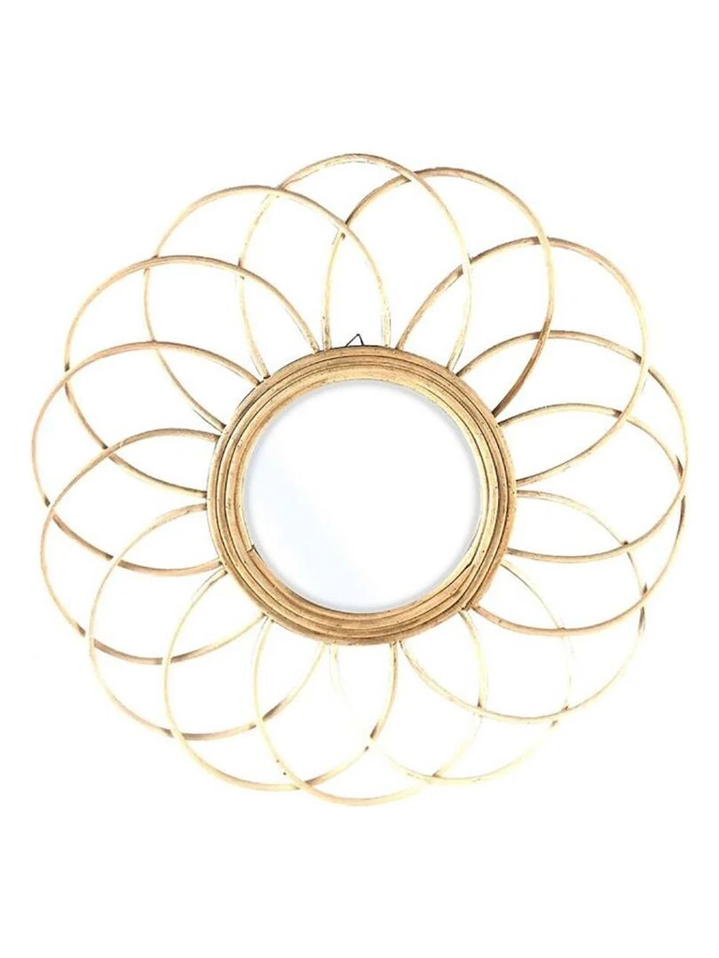 Miroir marguerite rotin D38.5 Beige