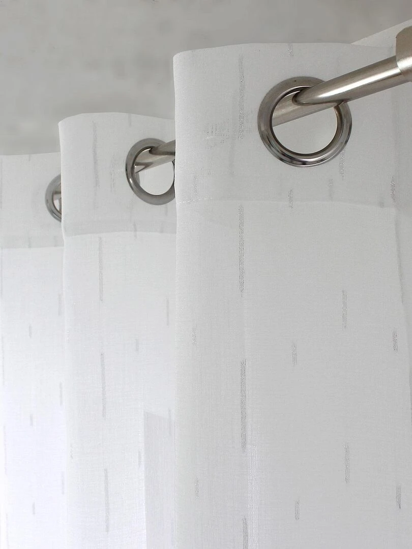 Voilage aux fils tissés argentés   Blanc