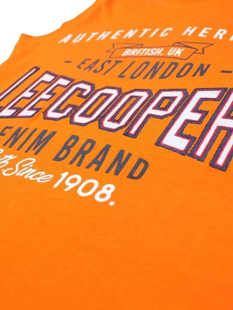 Lee Cooper   T shirt garçon imprimé logo en coton   Orange