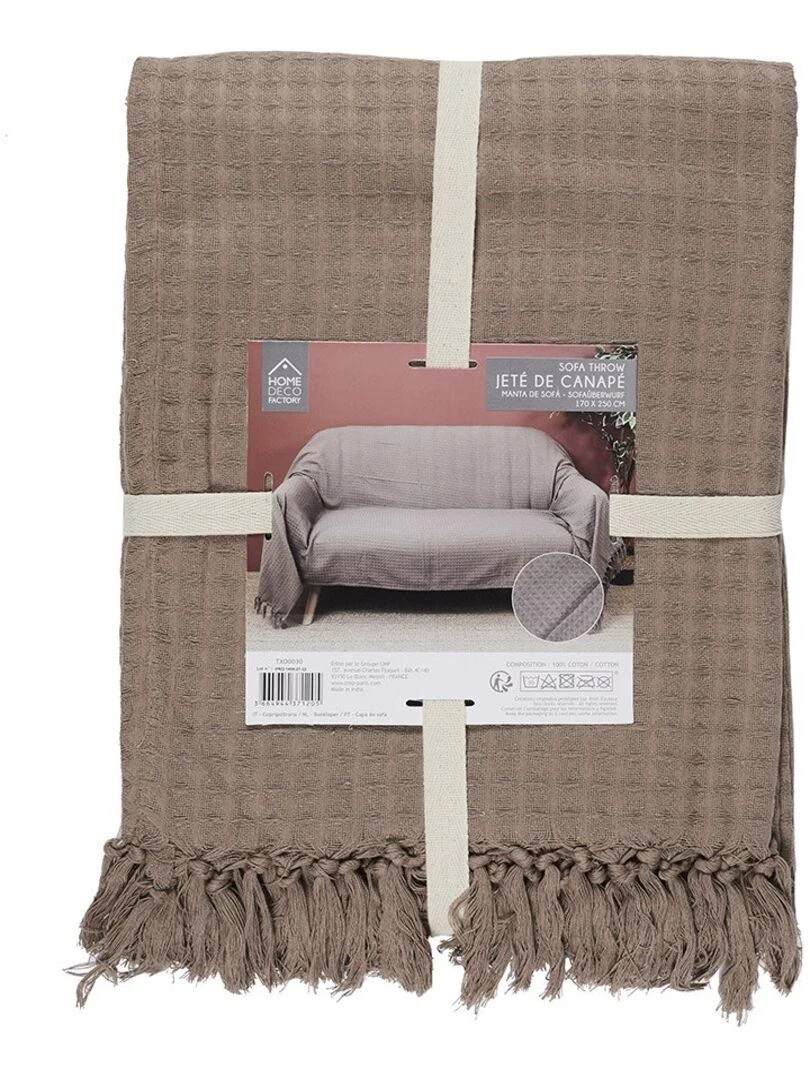 Jeté de canapé gaufré 170x250 cm taupe   Beige