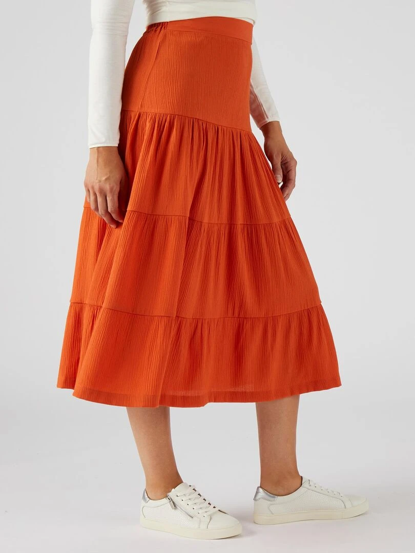Jupe évasée crépon Damart Orange