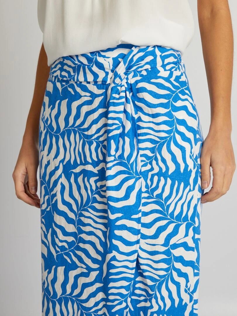 Jupe longue en lin   Bleu