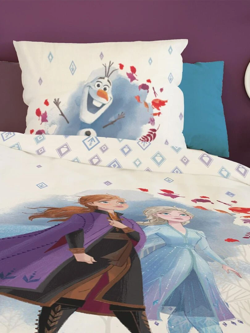 Housse de couette Reine des neiges Disney 140x200 cm   100% Coton   Blanc   Blanc